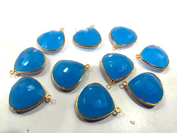 user_3a9a9504 agete チャーム ブルーカルセドニー 天然ブルーカルセドニー ハートシェイプ 20 mm ブリオレット シングル