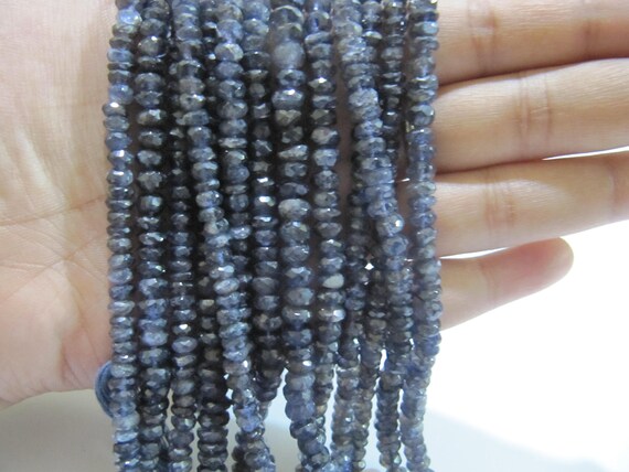 Natural Iolite Rondelle Faceted 4-6mm Gemstone beads Strand 13 inches long Beads Wholesale prices jewelry making gemstone beads