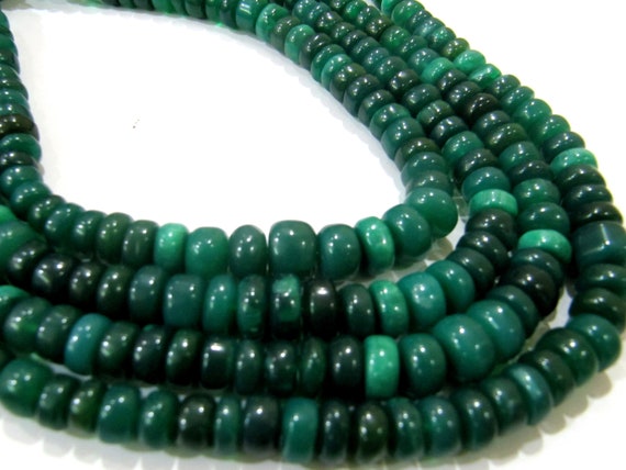 Natural Green Onyx Chalcedony Rondelle Plain Smooth 7to12mm Beads Sold Per Strand 8 inches long Jewellery making Beads