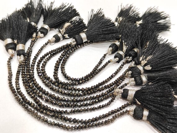 Natural Black Diamond Rondelle Faceted Beads Certified Diamond beads Strand 4 inches Choose Sizes