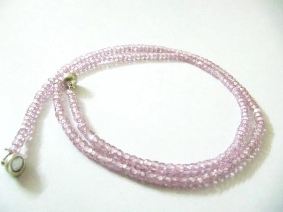 Pink Cubic Zirconia Rondelle Faceted 3mm Pink Color Beaded Necklace Magnetic Clasp Top Quality Wholesale prices