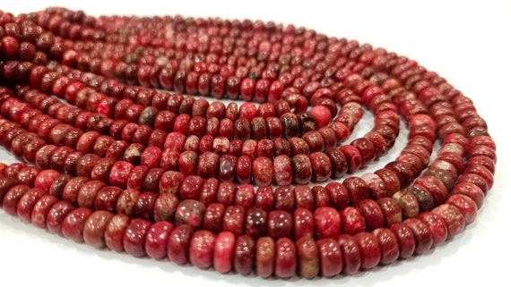 Natural Rhodonite Gemstone Rondelle Plain smooth 6mm Beads Sold per strand 8 inches long Pink stone Untreated beads