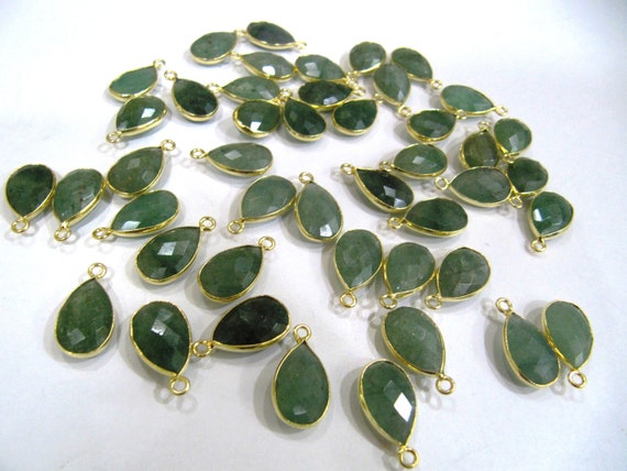 Natural Gemstone Pear Shape Bezel Connector charms 19x25mm Size Pendant Connector Bezel Single Loop Briolette Connectors sold per piece