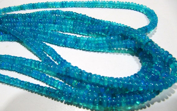 Natural Ethiopian Opal Rondelle Plain Smooth 3 to 5mm Graduated best Quality blue Beads Strand 8 inches Long Jewelry making gemstone