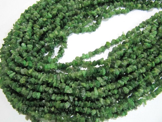 Natural Tsavorite Irregular Chip Gravel Uncut Nugget 5mm To 7mm Beads Green Color Jewelry Making Beads Strand 34 Inch Long