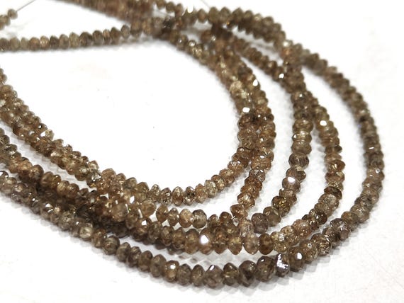 Natural Brown Diamond Rondelle Faceted Beads Certified Diamond beads  Size 1.5mm to 2.5mm  CHOOSE LENGTH