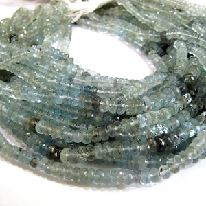 Natural Moss Aquamarine Rondelle Faceted 4 to 8mm Beads Sold per Strand 14 Inches long Multi Color Gemstone Beads Choose Size