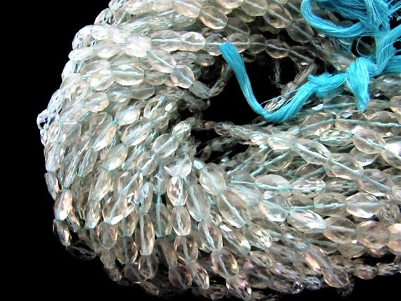 Aquamarine Oval Faceted Beads Size 6x9mm to 9x12mm, Mani Shape Gemstone Beads Strands approx 13 to 14 inches long sold per Strand