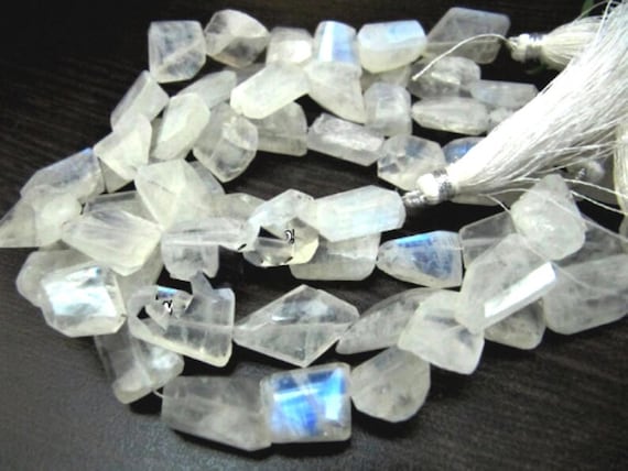 Natural Blue Flashy White Moonstone  Nugget Shape tumbled 10-15mm Beads Strand 8 inch long High Quality Moonstone Beads Wholesale Prices