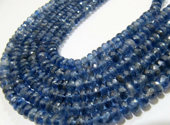 Natural Kyanite Rondelle Faceted Beads Size 3.5 to 6mm Graduated Strand 16 inches long Blue Color Beads sold per Strand Wholesale Prices