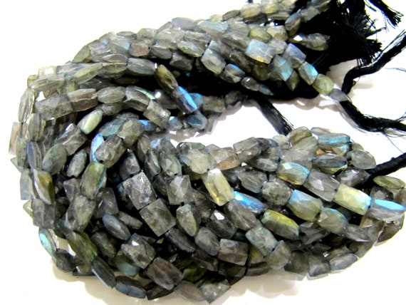 Natural Blue Flashy Labradorite Beads Size 6X8mm Strand 10 inches long Rectangle Cushion Shape Beads Wholesale Prices