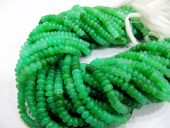 Natural Chrysoprase  Shaded Smooth Plain Rondelle Beads Size 6-7mm Strand 8 Inches Long Beads Jewelry Making Gemstone Beads Top Quality