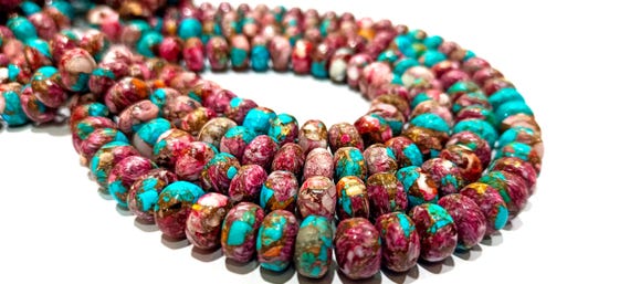 Natural  Purple Dahlia Kingman Copper Turquoise Plain Smooth 8mm Beads Sold Per Strand 7 Inches Long Great quality Beads