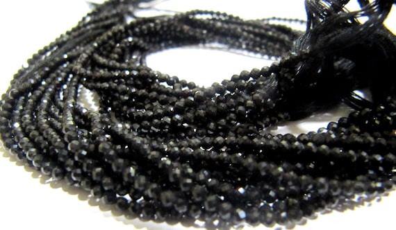 Natural Black tourmaline 2mm Rondelle Micro faceted Gemstone Beads Strand 13 Inches Long Best Quality Beads Sold Per Strand