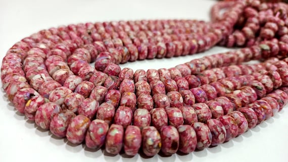 Natural Pink Copper Turquoise Rondelle Plain Smooth 8mm Beads Sold Per Strand 8 inches Long beads Great Quality Beads