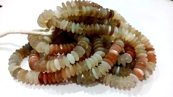 Natural Multi Moonstone German Cut 9 to 10mm Beads Sold Per Strand 8 Inches Long Best quality Beads