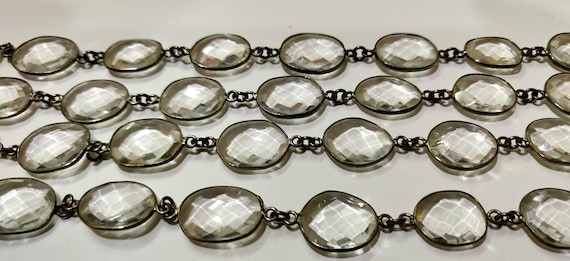 1 Foot- Natural Crystal Quartz Briolette Connector Chain,Free Shape Briolette Bezel Connector Chain 12 to 15 mm Crystal bezel Chain