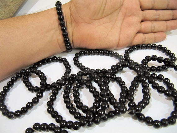 Black Onyx 8mm Round beaded Bracelet Stretch Bracelet Unisex Bracelet Crystal Bracelet Healing Crystals and Stones Sold per piece