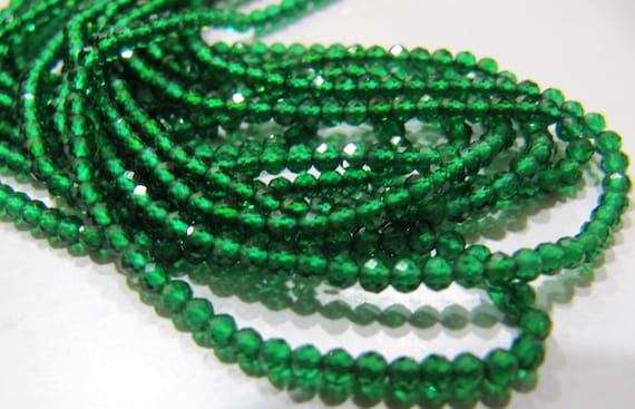 Fancy Emerald Rondelle Micro Faceted 3.5mm Imitation Lab Created Green Beads Strand 13 inches Long Jewelry Making Beads Wholesale Prices