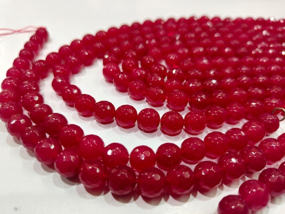 Natural Ruby Jade Round faceted ball Shape 10mm beads Strand 15 inches Long  Top Quality Wholesale Prices Jewelry making Gemstone Beads
