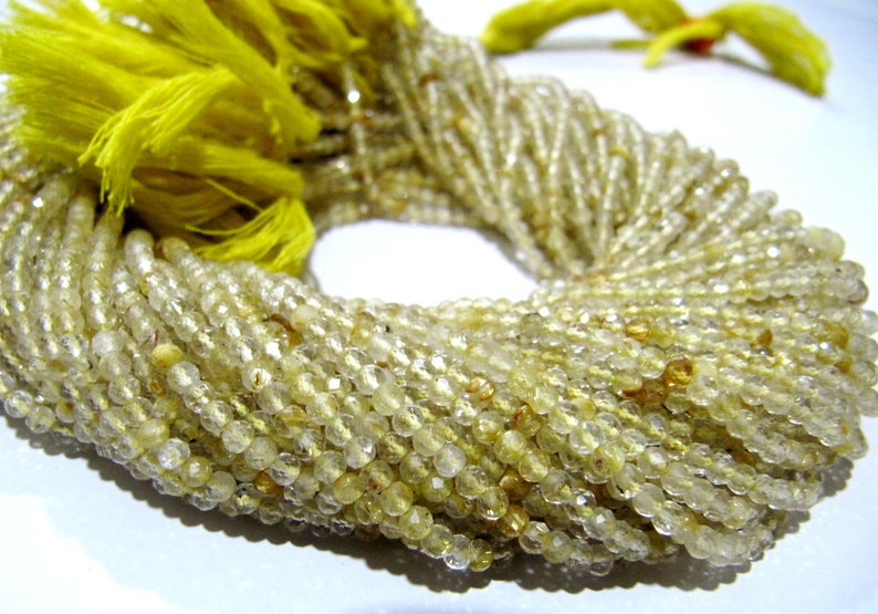 ON SALE Natural Golden Rutilated 2.5mm Rondelle Faceted Beads 13 Inches Long Semi Precious Golden Color Beads Top Quality Sold Per Strand