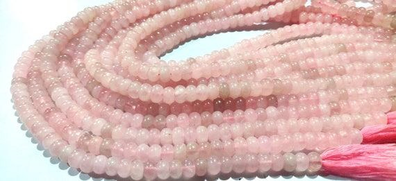 Natural Rose Quartz  Rondelle Plain smooth 8mm Gemstone Beads Sold per Strand 8 Inches Long Great Quality Beads