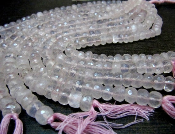 Natural Rose Quartz  Rondelle Faceted 8-9mm Size Beads Strand 8 inches Long Jewelry making Gemstone Wholesale Prices