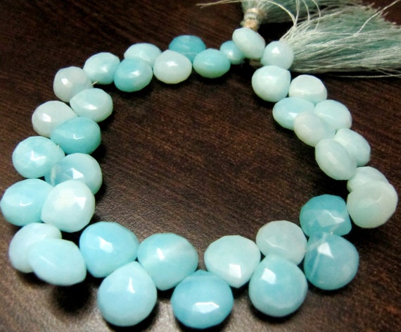 Natural Peruvian Opal Heart Shape Briolette faceted Beads 8-9mm best Quality Beads Strand 9 inches Long Jewelry making gemstone beads
