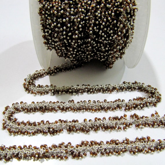 1 Ft- Hessonite Hydro Quartz Dangling Rondelle Plain Smooth Size 2mm Grape  Smooth Quartz Beaded Cluster Chain Wholesale Price