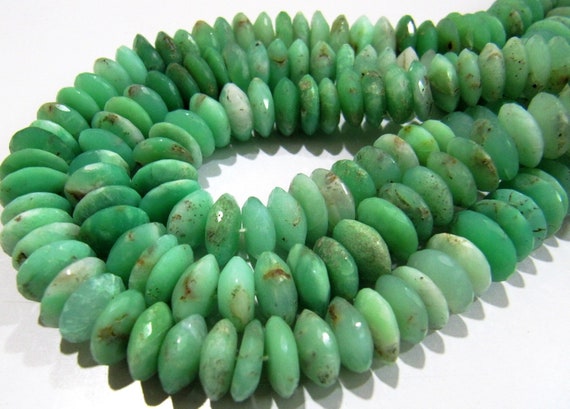 Natural Genuine Chrysoprase Faceted Gemstone Beads German Cut Rondelle Shape Size 11mm Chrysoprase Beads Strand 8 inches Graduated Beads