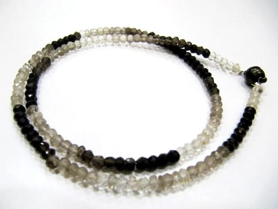Natural Smoky Quartz  Rondelle Faceted 4mm  Beaded Necklace With Magnetic Clasp Top Quality Wholesale prices