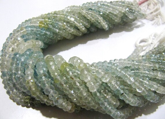 Natural Multi Color Aquamarine Rondelle Faceted 3 to5mm Gemstone Morganite Beads Strand 13 inch long High Quality Wholesale Prices