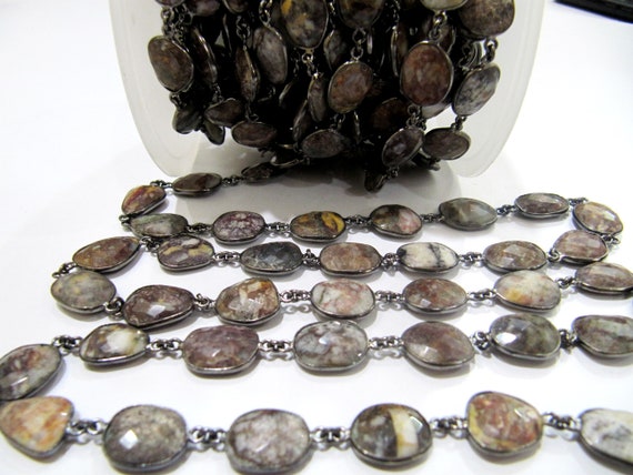 Natural  Multi Agate Briolette faceted Size 10 to15mm Bezel Connector Chain Uneven Free Shape Sold Per Foot Wholesale Prices