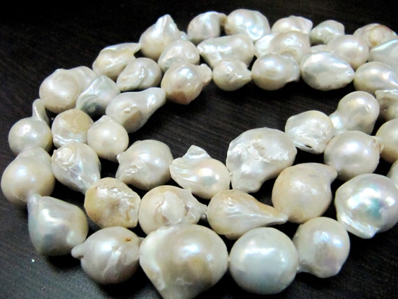 Natural White Pearl Baroque Shape Beads Genuine Nugget Shape Fresh Water Pearl Beads  Size 15 to 20mm sold per strand  16 inch long