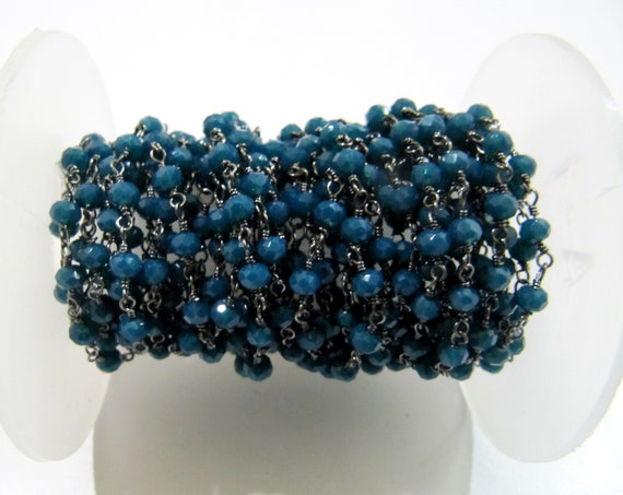 3 Ft-Neon Apatite  Rondelle Faceted Beaded 3-4mm Size Hyro Quartz Apatite Bead Rosary Chain Wholesale Prices Jewelry Making gemstone chain