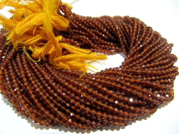 Natural Hessonite Garnet Rondelle Faceted 3mm Beads Orange Color Jewelry Making Beads Strand 13 Inches Long Sold Per Strand