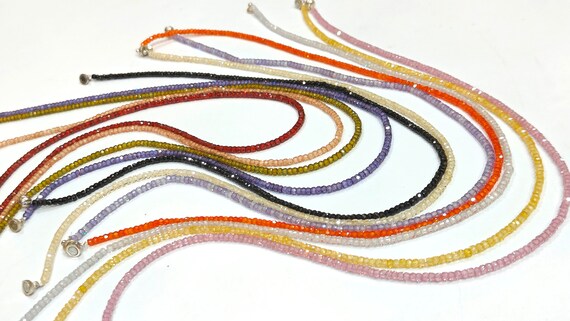 Natural Multi Color Cubic Zirconia Rondelle Faceted 3mm Beaded Necklace Magnetic Clasp Top Quality Wholesale prices