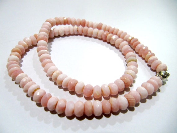 Natural Pink Opal Rondelle Faceted 6-7mm Pink Color Beaded Necklace With Magnetic Clasp Top Quality Wholesale prices