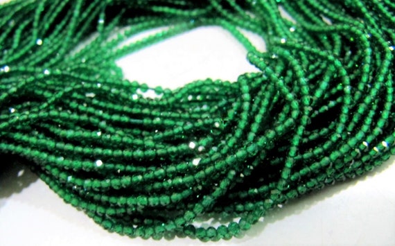 Emerald Round Faceted Beads Perfect 2mm Micro Faceted Lab Created Strand 14 inches long Ball Shape Beads Wholesale Prices
