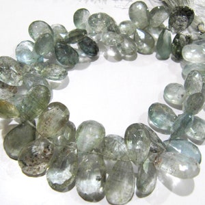 Natural Moss Aquamarine Pear Shape Faceted  6x9mm to 7x11 mm Gemstone Morganite Beads Strand 9 inch long High Quality Wholesale Prices
