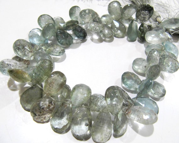 Natural Moss Aquamarine Pear Shape Faceted  6x9mm to 7x11 mm Gemstone Morganite Beads Strand 9 inch long High Quality Wholesale Prices