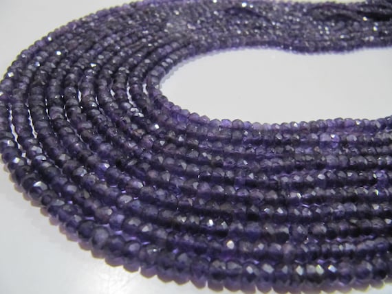 Natural Amethyst Rondelle Faceted Beads 3-4 mm best Quality Beads Strand 13 inches Long Jewelry making gemstone