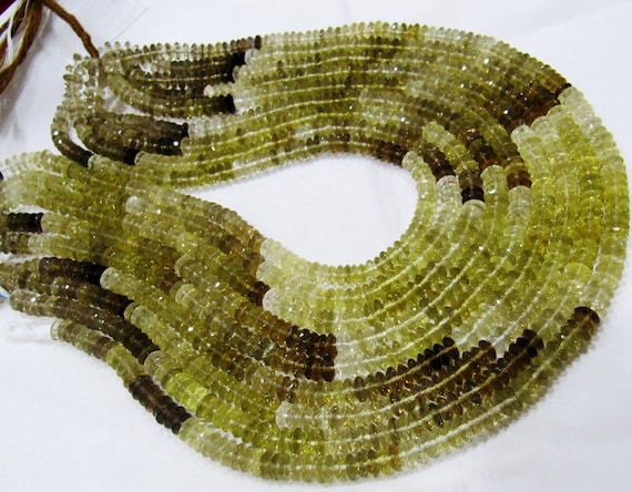 Natural Genuine Beer Quartz  German Cut Rondelle Faceted Size 7mm gemstone Beads Strand 8 inches long  Wholesale Prices