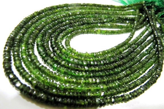 Natural Green Tourmaline Rondelle Faceted Beads Size 3-4mm Strand Size 16 Inches Long Green Jewelry Making Beads Wholesale Prices
