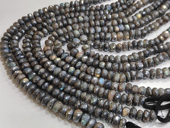 Natural Labradorite Mystic Coated Rondelle Faceted 9-10mm Beads Sold Per Strand 8 Inches Long