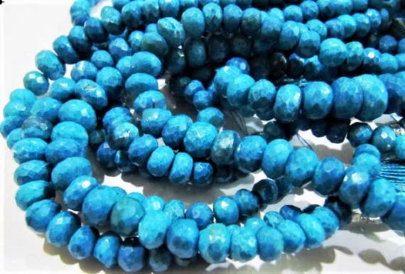 Blue Chrysocolla Rondelle Faceted Beads 6 to 10 mm Graduated  Crysocolla Natural Gemstone Beads  Strand 8 inches long Wholesale Prices