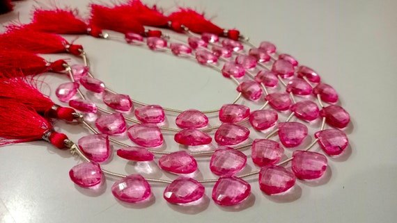 Natural Pink Topaz Heart Shape Faceted 13-15 mm Graduated Gemstone Beads Sold Per strand 8 inches Long Great Quality Beads