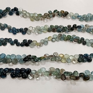 Natural Moss Aquamarine Heart Shape Plain Smooth Beads Sold Per Strand 9 Inches Long great quality Beads