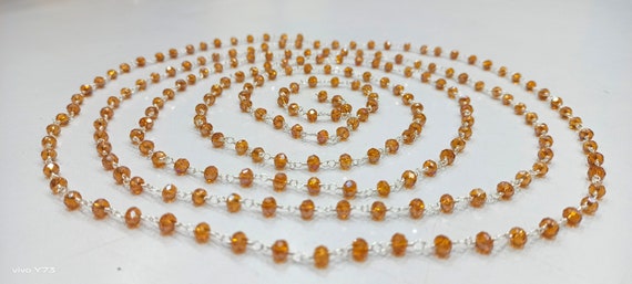 3 Feet Brown Hydro Quartz Mystic Coated Rondelle Faceted 4mm Beaded Rosary Chain High Quality Wholesale Price Jewelry making chain