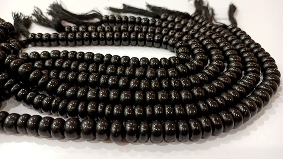 Natural Gemstone Black Obsidian Rondelle Plain Smooth Beads Sold Per Strand 8 Inches Long Great Quality Beads Choose the size